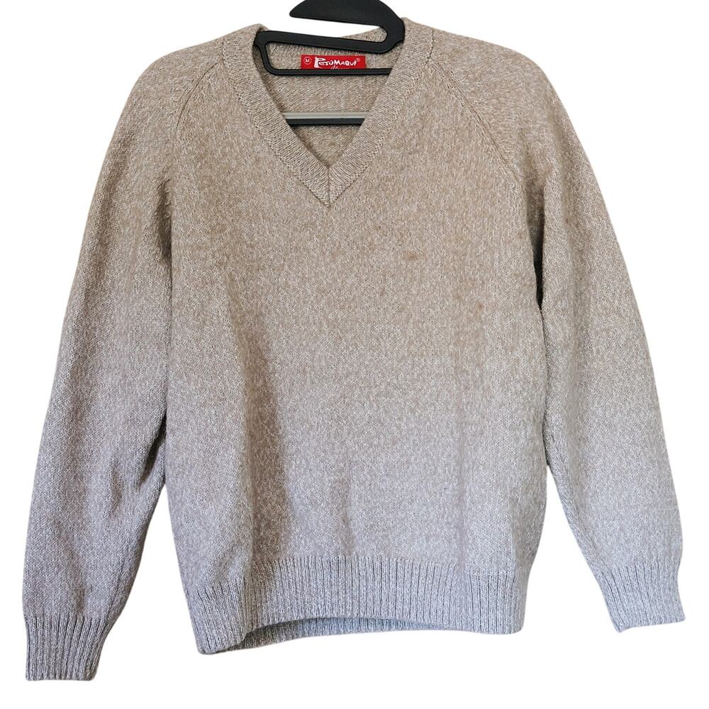 Vintage PeruMaqui Alpaca Wool V-Neck Sweater – Made in Peru – Size M